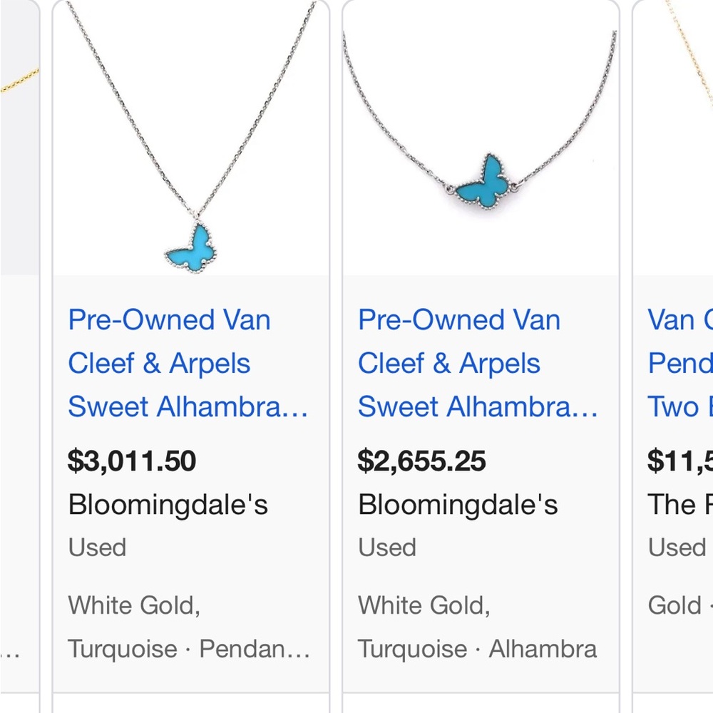 Sweet Alhambra Butterfly Pendant Necklace silver with Turquoise set